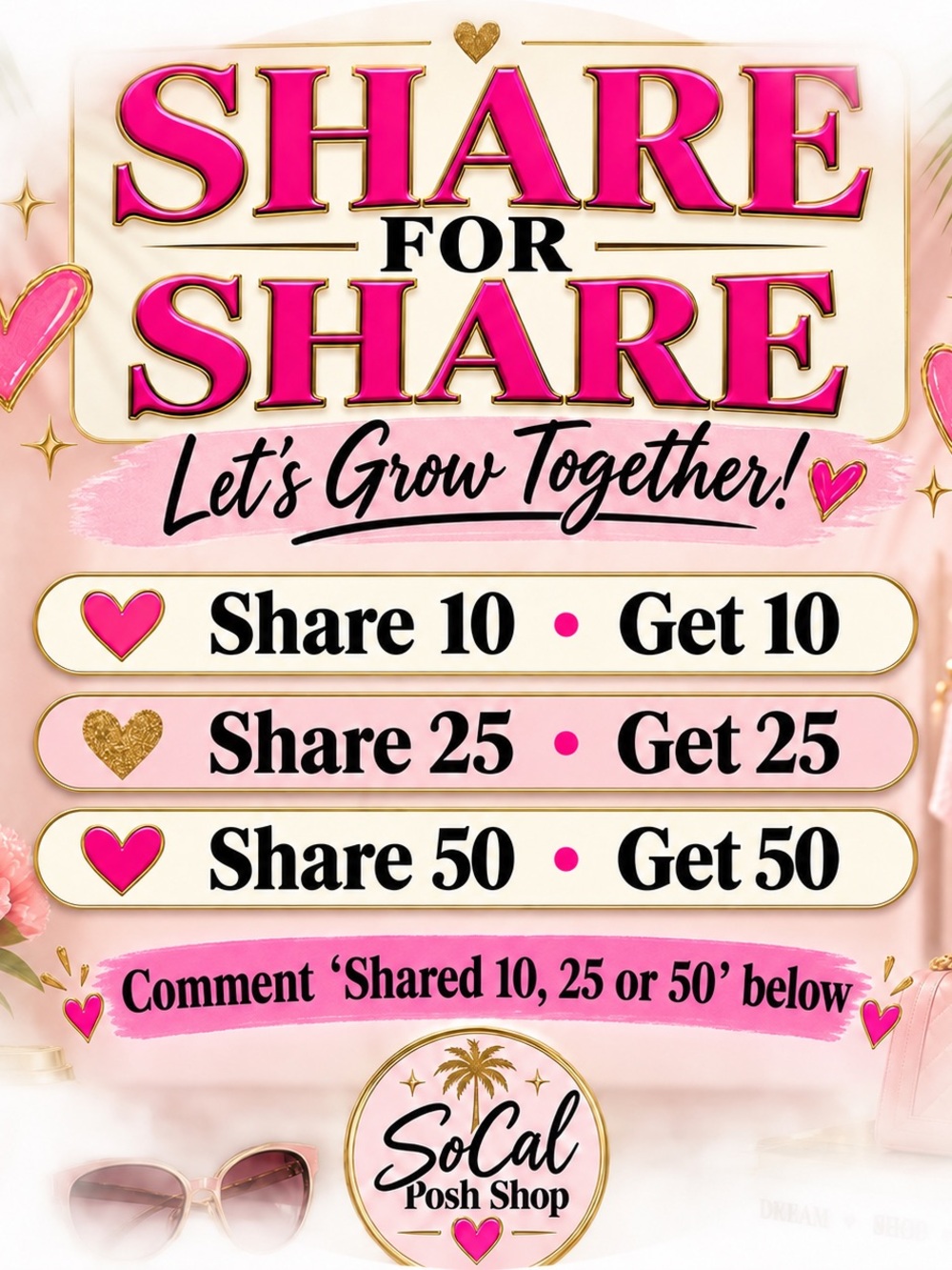 Posh Love Share Exchange 💕 | 10, 25, 50 Share Boosts